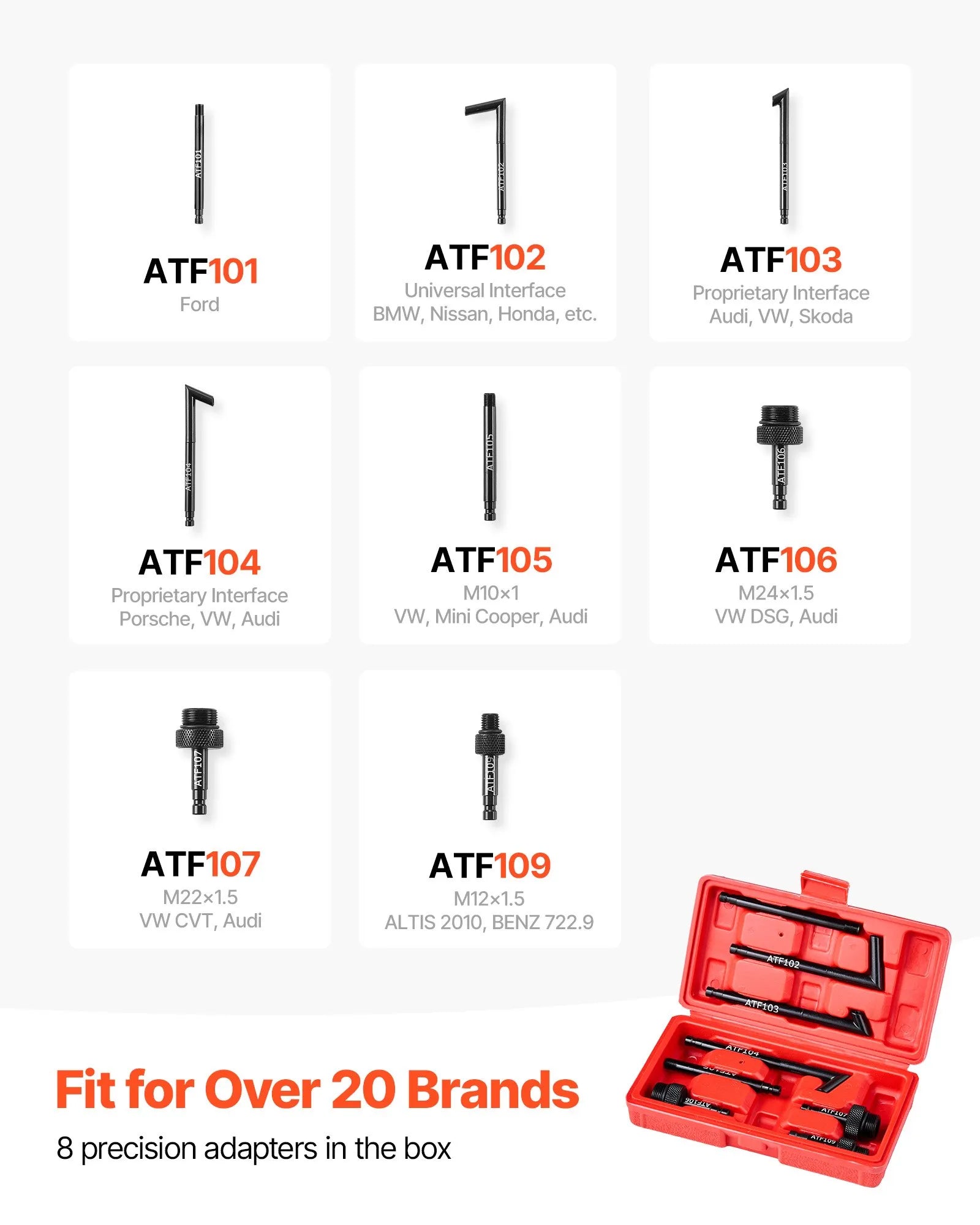 Versnellingsbakoliepomp | 7,5 Liter | ATF-olievuller met 8 ATF-adapters | 120cm slang