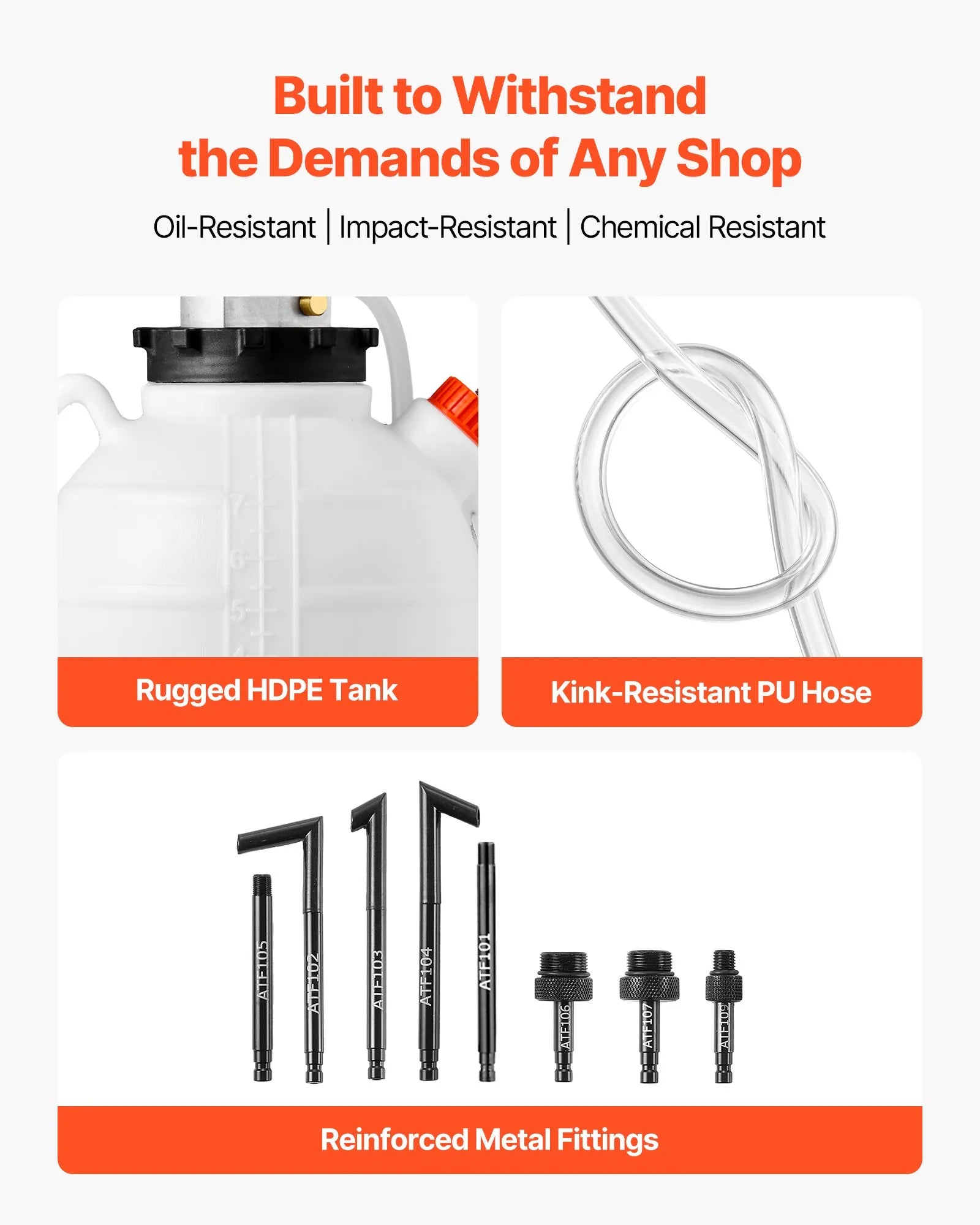 Versnellingsbakoliepomp | 7,5 Liter | ATF-olievuller met 8 ATF-adapters | 120cm slang