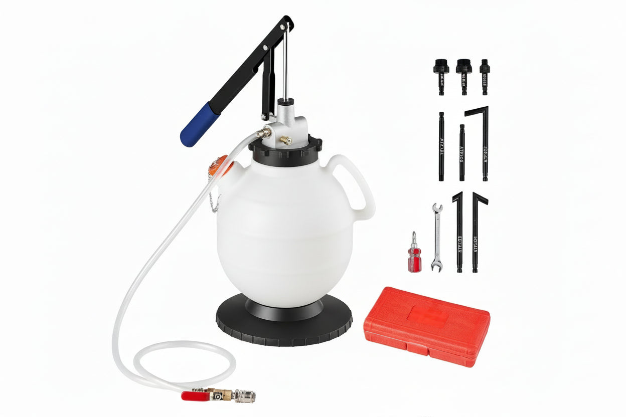 Versnellingsbakoliepomp | 7,5 Liter | ATF-olievuller met 8 ATF-adapters | 120cm slang